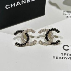 Chanel 샤넬 23k 투톤 큐빅 세팅 더블 C 이어링