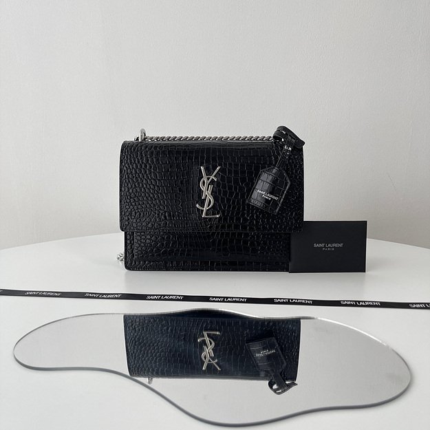 생로랑 크로커다일 엠보 미디엄 선셋백 442906
