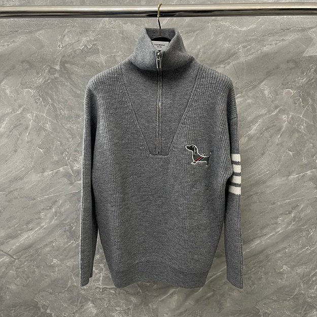 톰브라운 반집업 울 니트